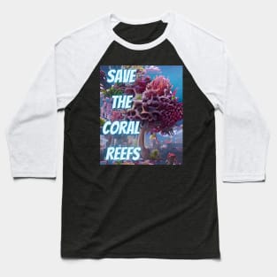 Save the Coral Reefs, Colorful Algoart Baseball T-Shirt